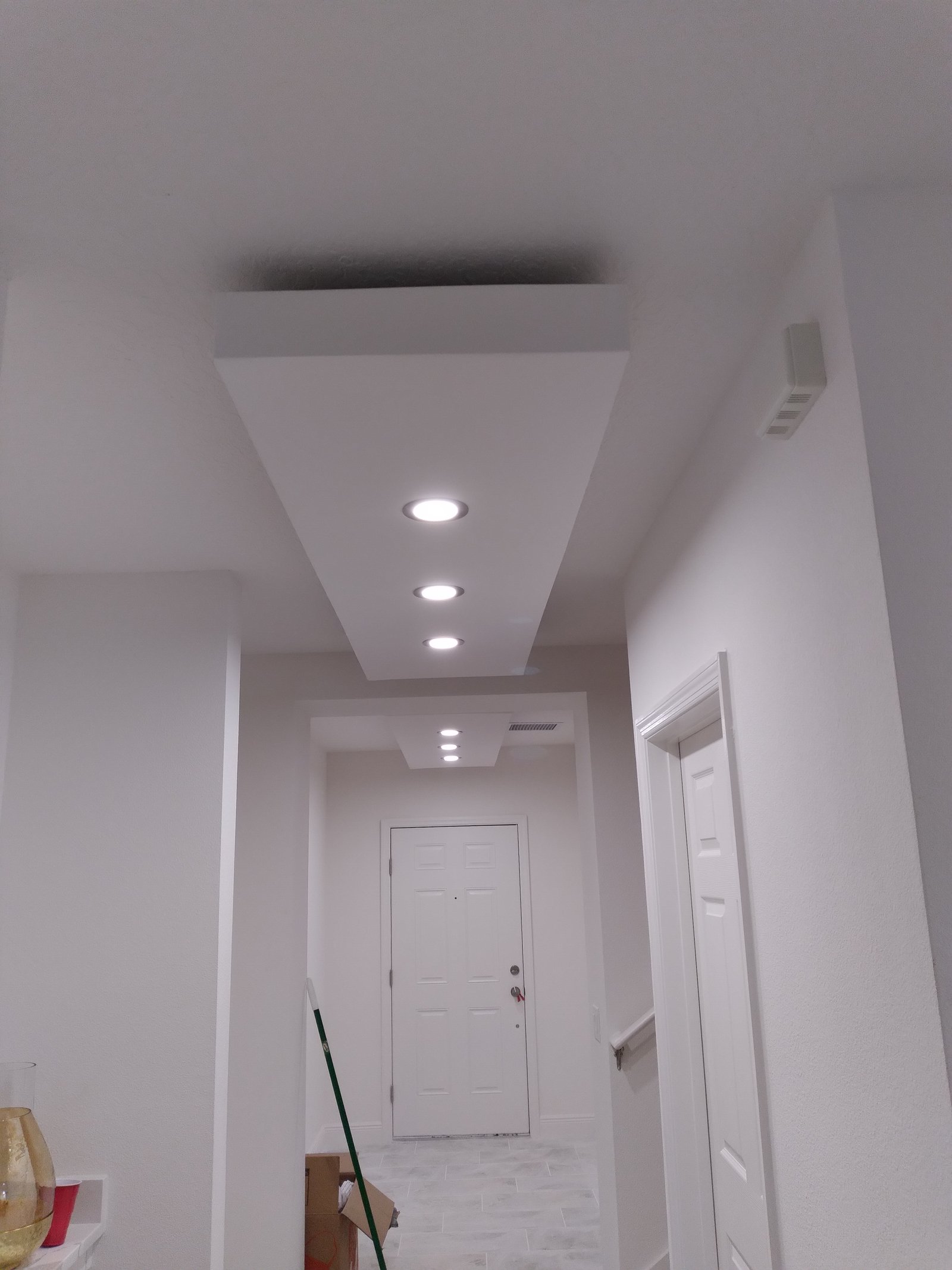 Hallway ceiling detail with recessed lighting